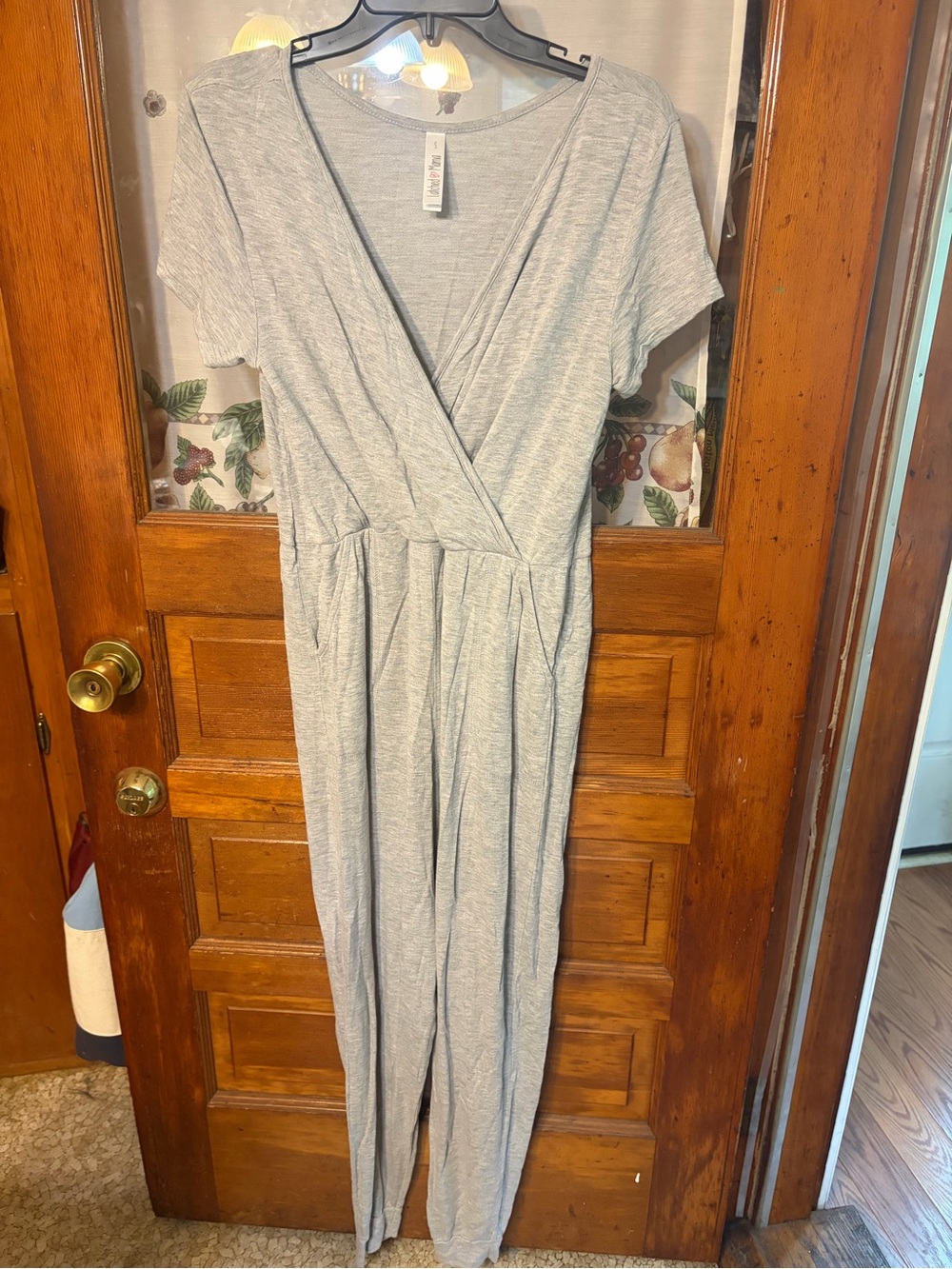 Latched Mama Heather Gray Wrap Front Jumpsuit